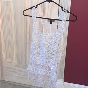 Bohemian style white tank